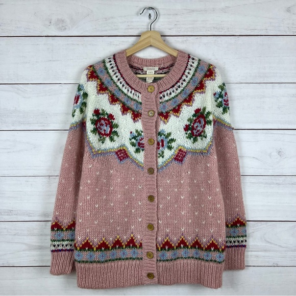 Sundance Sweaters - Sundance Irish Rose Cardigan Wool Blend Sweater Large